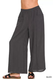 Zenana Woven Airflow Elastic Waistband Pants - Trendsi - Flyclothing LLC