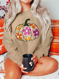 Halloween Floral Pumpkin Graphic Drop Shoulder Sweatshirt - Trendsi - Flyclothing LLC