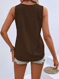 Full Size Decorative Button V-Neck Tank - Trendsi - Flyclothing LLC
