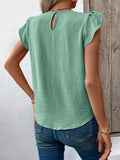 Ruched Round Neck Cap Sleeve Blouse - Trendsi - Flyclothing LLC