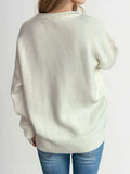 Round Neck Dropped Shoulder Long Sleeve Sweater - Trendsi - Flyclothing LLC