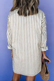 Striped Long Sleeve Mini Shirt Dress - Trendsi - Flyclothing LLC