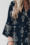 Printed Long Sleeve Tiered Mini Dress - Trendsi - Flyclothing LLC