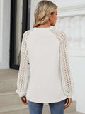 Round Neck Lace Long Sleeve Top - Trendsi - Flyclothing LLC