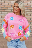 Contrast Football Long Sleeve Sweatshirt - Trendsi - Flyclothing LLC