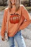 Sequin Pumpkin Round Neck Long Sleeve Sweatshirt - Trendsi - Flyclothing LLC
