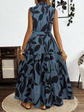 Printed Tie Waist Sleeveless Maxi Dress - Trendsi - Flyclothing LLC
