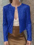 Full Size Sequin Open Front Cropped Jacket - Trendsi - Flyclothing LLC