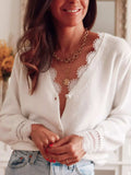 Lace Trim V-Neck Cardigan - Trendsi - Flyclothing LLC
