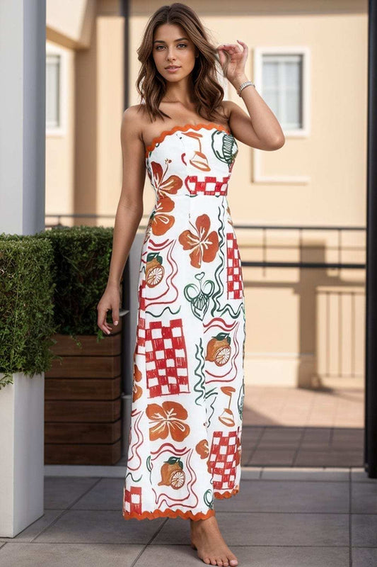 Printed Tube Maxi Dress - Trendsi - Flyclothing LLC