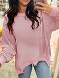 Ribbed Knit Dropped Shoulder Sweatshirt - Trendsi - Flyclothing LLC