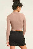 HYFVE Ribbed Double Zip Cropped Cardigan - Trendsi - Flyclothing LLC