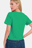 Zenana Round Neck Short Sleeve Cropped T-Shirt - Trendsi - Flyclothing LLC