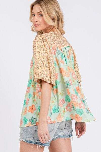 SAGE+FIG Button Down Bubble Sleeves Shirt - Trendsi - Flyclothing LLC