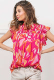 BiBi Smocked Yoke Ruffled Floral Top - Trendsi - Flyclothing LLC