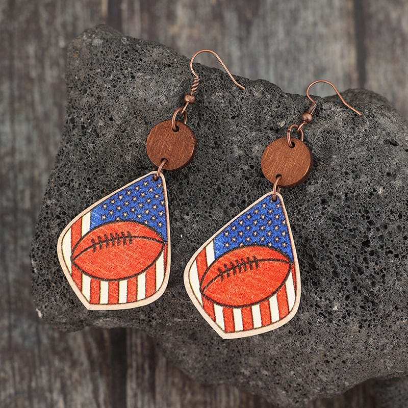 Printed Wooden Dangle Earrings - Trendsi - Flyclothing LLC