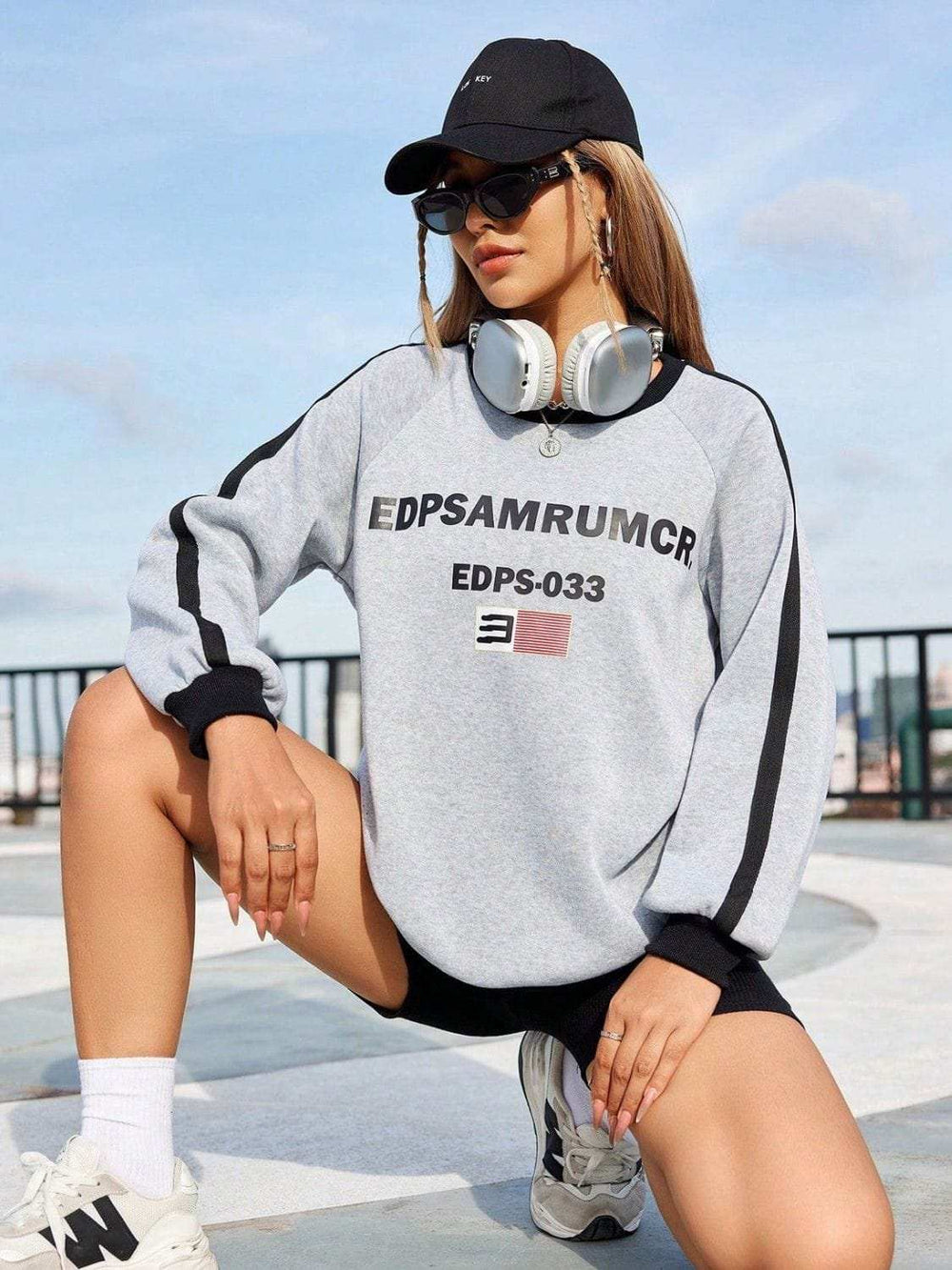 Letter Round Neck Long Sleeve Sweatshirt - Trendsi - Flyclothing LLC