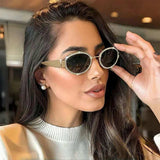 Rhinestones Decor Oval Sunglasses - Trendsi - Flyclothing LLC