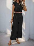 Perfee Notched Wide Leg Jumpsuit - Trendsi - Flyclothing LLC