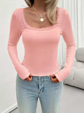 Lace Detail Scoop Neck Long Sleeve T-Shirt - Trendsi - Flyclothing LLC