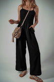 Smocked Spaghetti Straps Wide Leg Jumpsuit - Trendsi - Flyclothing LLC