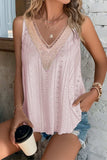 Eyelet V-Neck Wide Strap Tank - Trendsi - Flyclothing LLC
