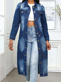 Distressed Button Up Collared Neck Denim Top - Trendsi - Flyclothing LLC