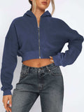 Zip Up Long Sleeve Hooded Cropped Jacket - Trendsi - Flyclothing LLC