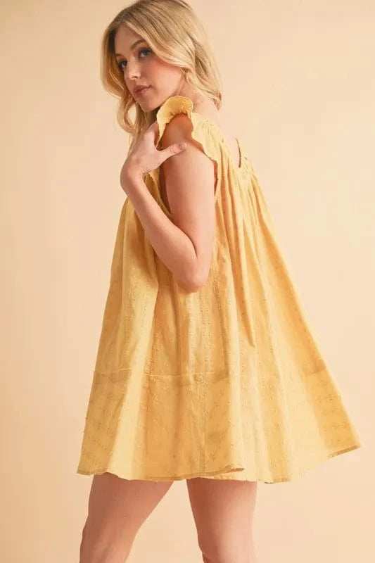 Aemi+Co Ruffled Cap Sleeve Cotton Tunic Mini Dress - Trendsi - Flyclothing LLC