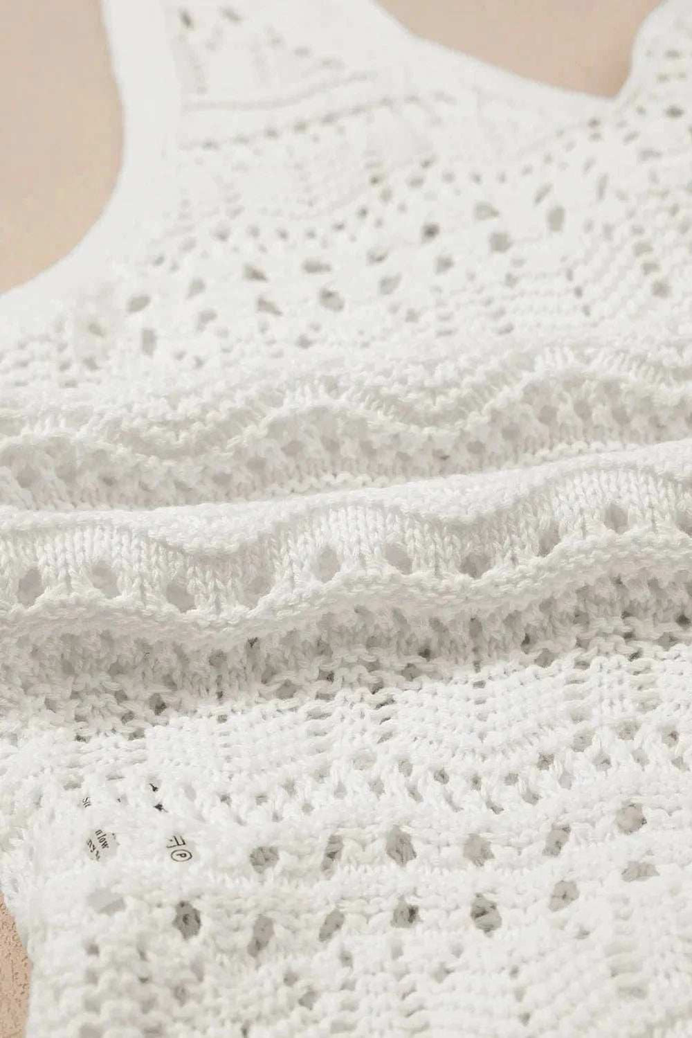 Hollowed Knit V Neck Drawstring Sweater Vest - Trendsi - Flyclothing LLC