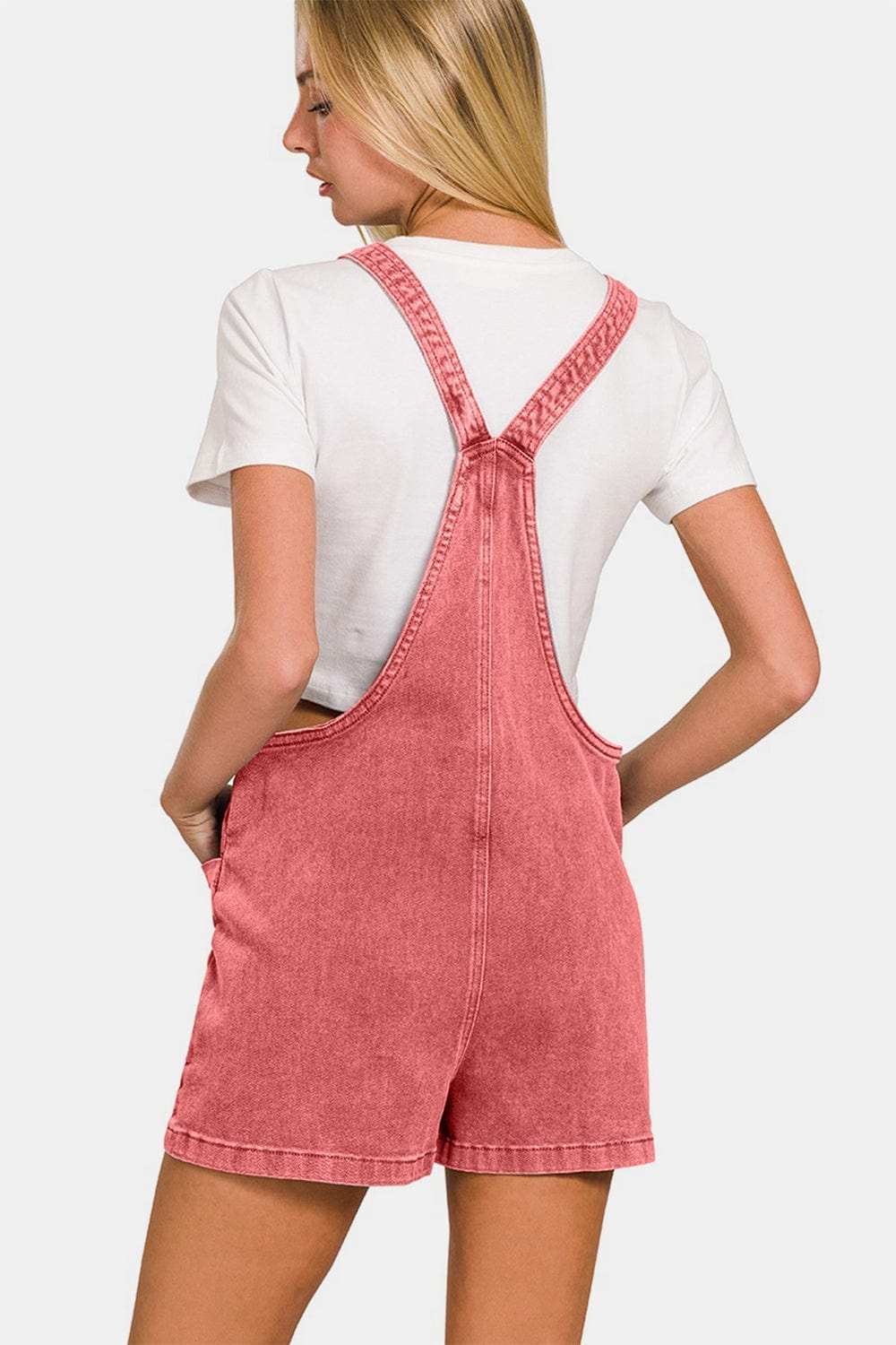 Zenana Washed Knot Strap Rompers - Trendsi - Flyclothing LLC