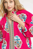Umgee Boho Floral Print Tunic Blouse - Trendsi - Flyclothing LLC