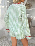 Devine Tie Front Contrast Plaid Shirt and Shorts Set - Trendsi - Flyclothing LLC