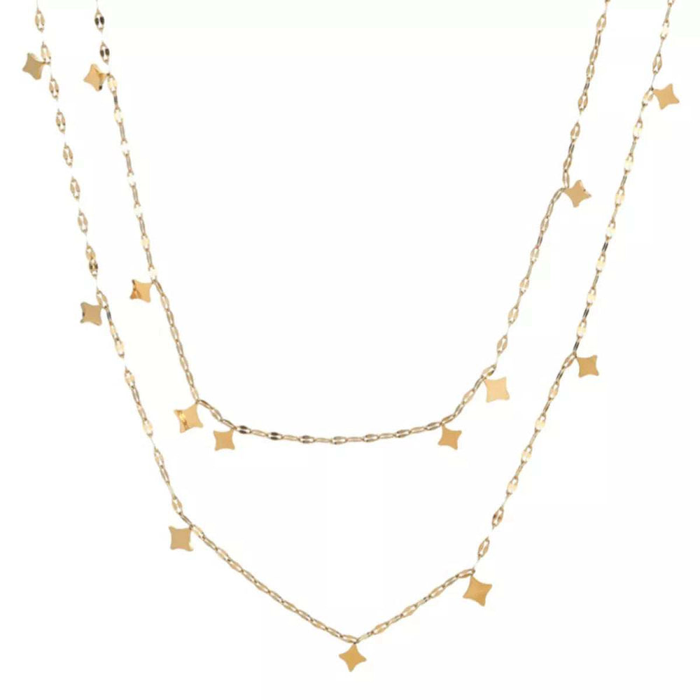 18K Gold-Plated Layered Star Charm Necklace - Trendsi - Flyclothing LLC