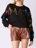 Halloween Colorful Sequin Skeleton Sweatshirt - Trendsi - Flyclothing LLC