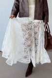 Sheer Floral Lace Flowy Maxi Skirt - Trendsi - Flyclothing LLC