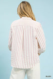 Umgee Striped Collared Neck Blouse - Trendsi - Flyclothing LLC