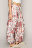 POL Drawstring Floral Patchwork Wide leg Pants - Trendsi - Flyclothing LLC