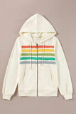Drawstring Contrast Zip Up Long Sleeve Hoodie - Trendsi - Flyclothing LLC