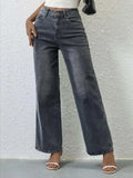 High Rise Wide Leg Jeans - Trendsi - Flyclothing LLC