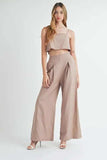 MABLE Linen Mix Crop Cami and Wide Leg Pants Set - Trendsi - Flyclothing LLC
