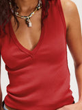 Solid V-Neck Tank - Trendsi - Flyclothing LLC