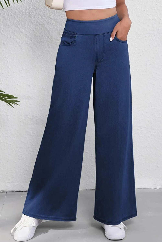 Wide Leg Jeans with Pockets - Trendsi - Flyclothing LLC