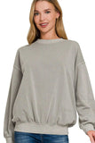 Zenana Soft Fleece Pigment Dye Round-neck Sweatshirts - Trendsi - Flyclothing LLC