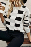 Color Block Round Neck Sweater - Trendsi - Flyclothing LLC