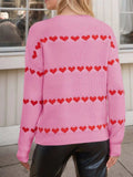 Heart Round Neck Long Sleeve Sweater - Trendsi - Flyclothing LLC