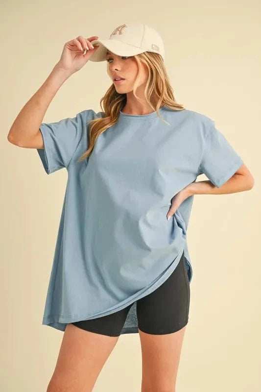 Aemi+Co Round Neck Short Sleeve Oversized T-Shirt - Trendsi - Flyclothing LLC
