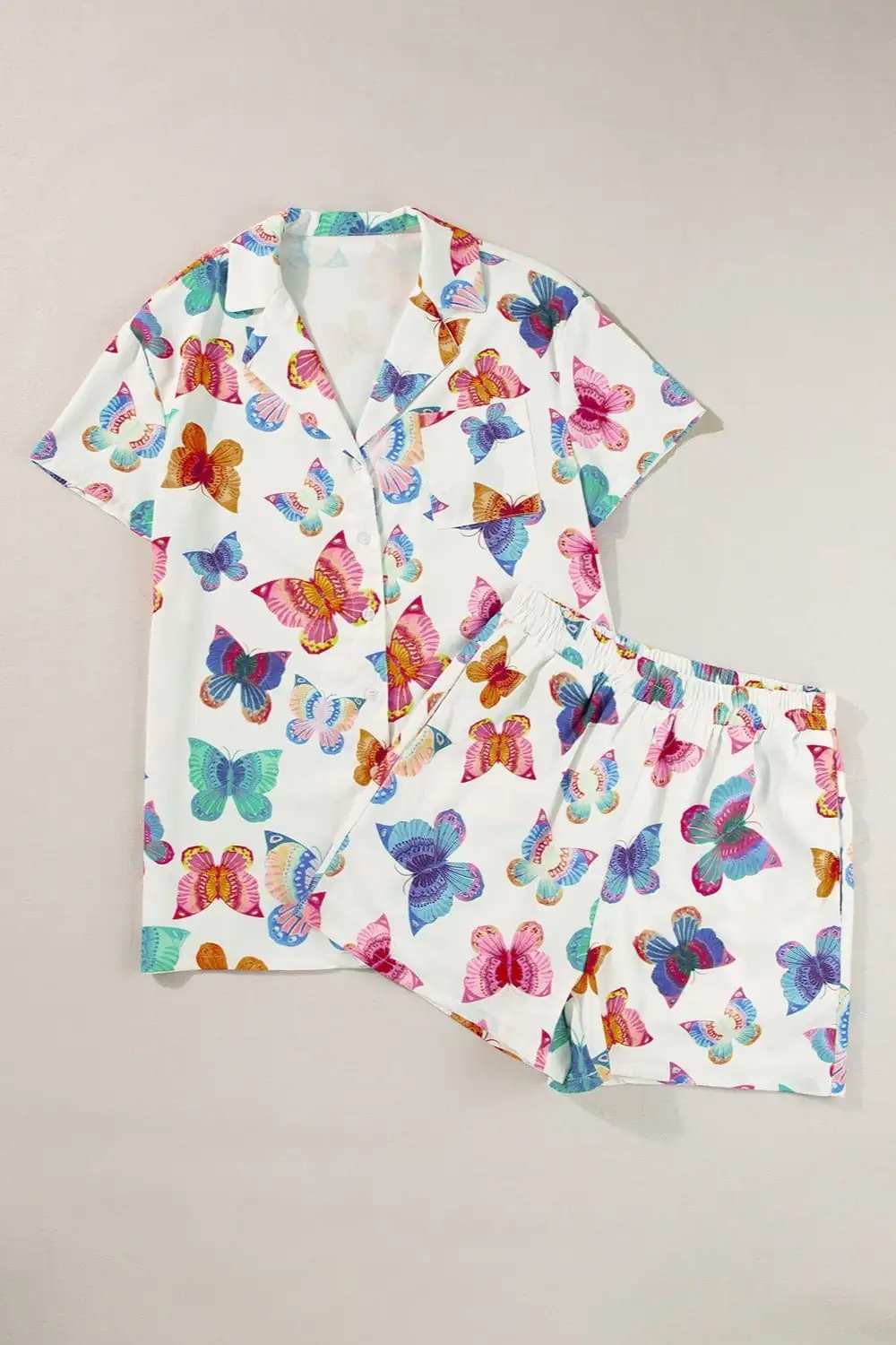 Butterfly Half Sleeve Top and Shorts Set - Trendsi - Flyclothing LLC