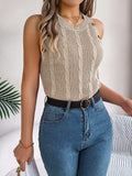Cable-Knit Round Neck Vest - Trendsi - Flyclothing LLC