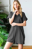 Heimish Full Size Short Sleeve Ribbed Romper with Pockets - Trendsi - Flyclothing LLC